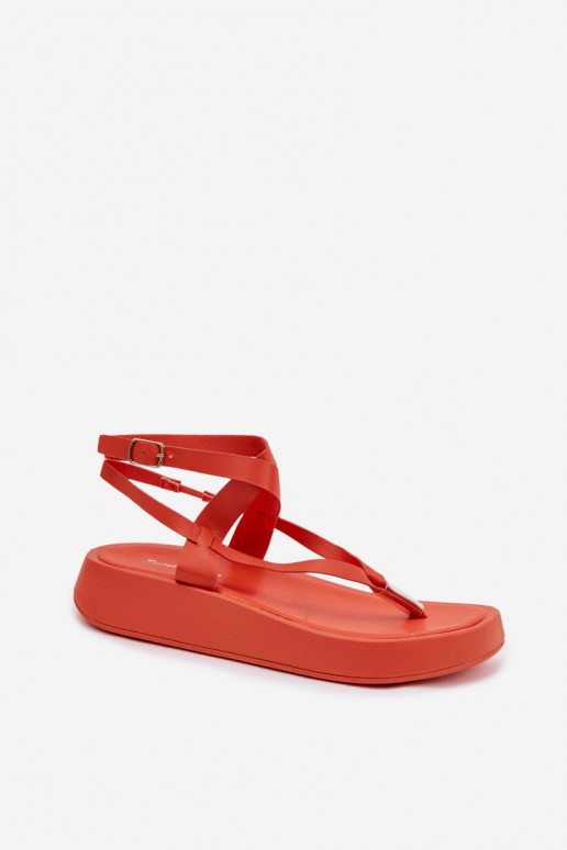Women's Orange Platform Flip Flops Gelira