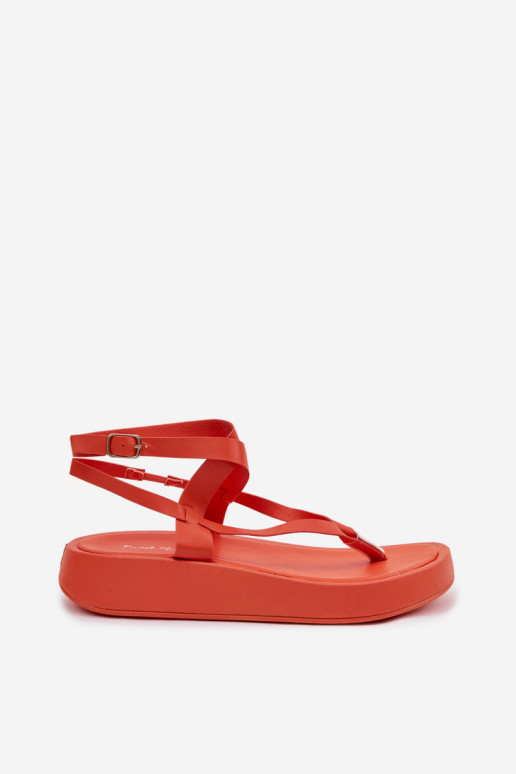 Women's Orange Platform Flip Flops Gelira
