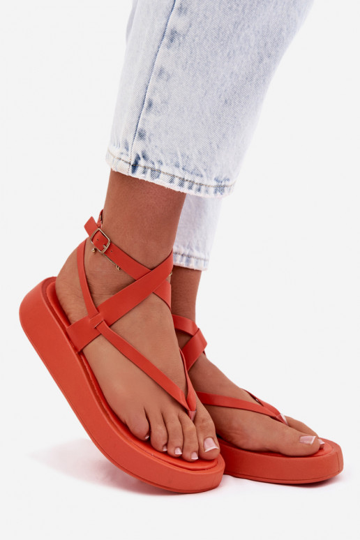 Women's Orange Platform Flip Flops Gelira