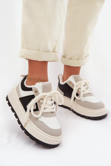 Sneakersy Damskie Na Platformie Szare Florinda 2
