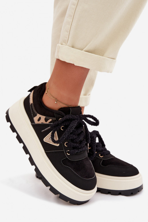 Sneakersy Damskie Na Platformie Czarne Florinda