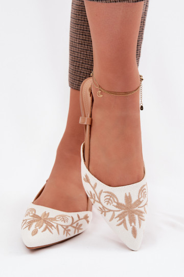 Women's Flat Embroidered Camel Sandals Grelia