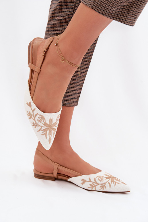 Women's Flat Embroidered Camel Sandals Grelia