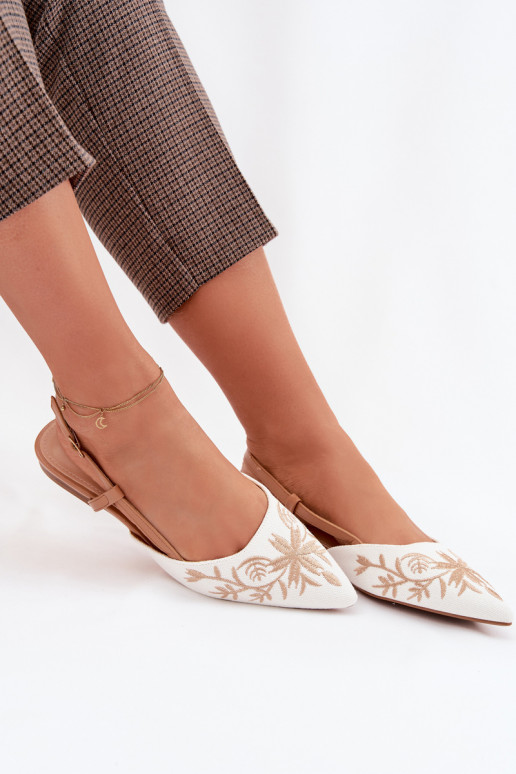 Women's Flat Embroidered Camel Sandals Grelia