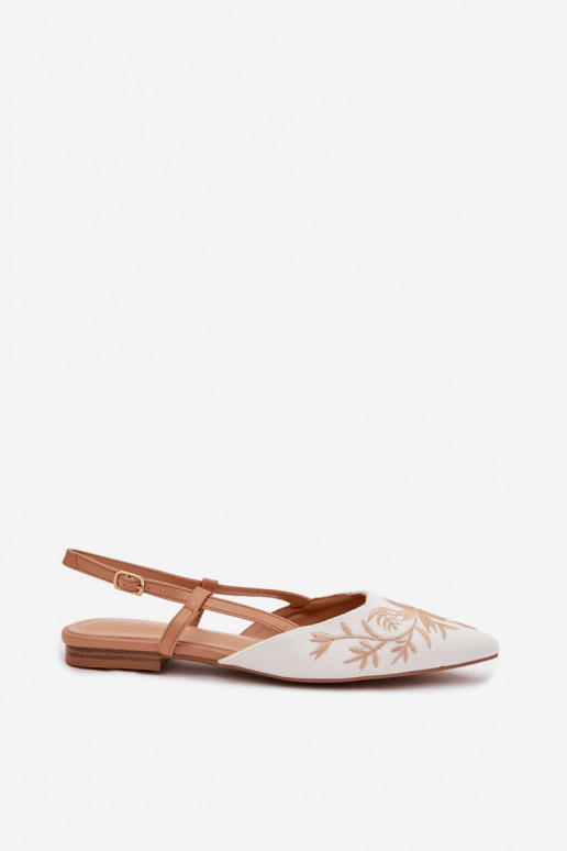 Women's Flat Embroidered Camel Sandals Grelia