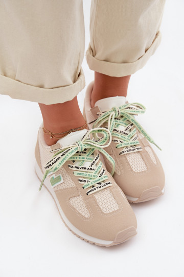 Women's Beige Sneakers with Decorative Lacing Henira