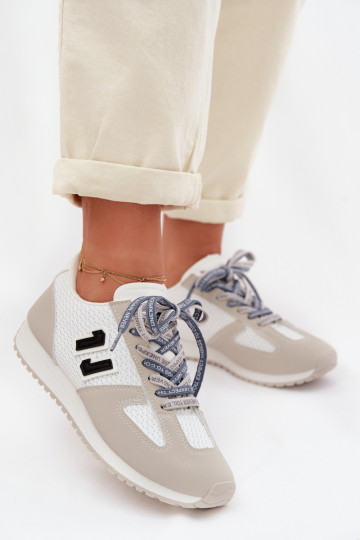 Women's Sneakers With Decorative Lacing Gray Henira 2