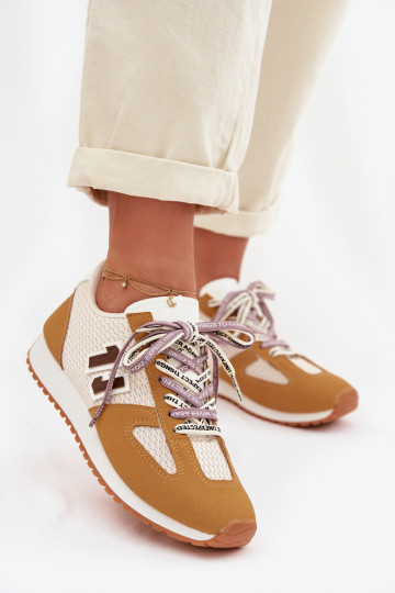 Women's Sneakers with Decorative Lacing Yellow Henira 2