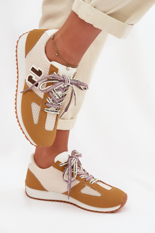 Women's Sneakers with Decorative Lacing Yellow Henira