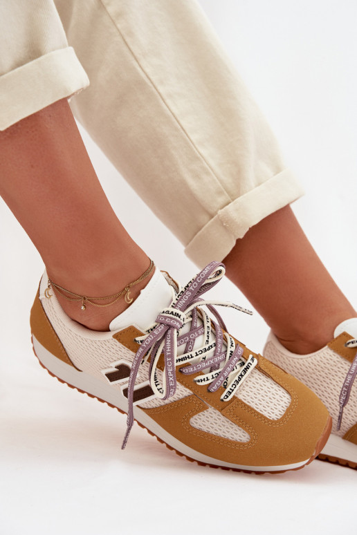 Women's Sneakers with Decorative Lacing Yellow Henira