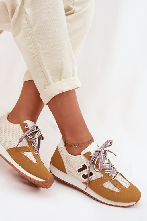Women's Sneakers with Decorative Lacing Yellow Henira