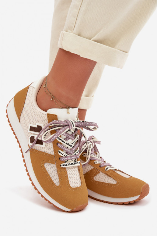 Women's Sneakers with Decorative Lacing Yellow Henira