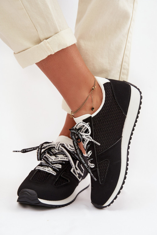 Women's Sneakers With Decorative Laces Black Henira