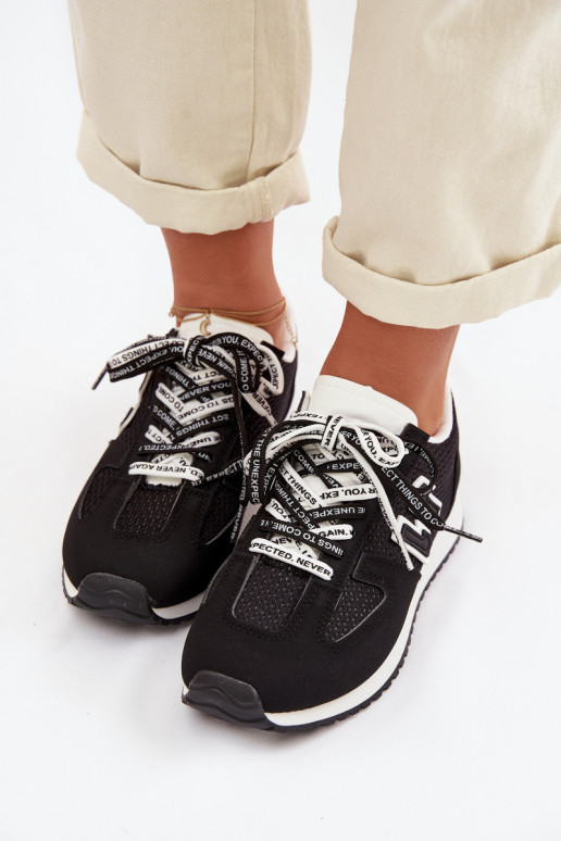 Women's Sneakers With Decorative Laces Black Henira