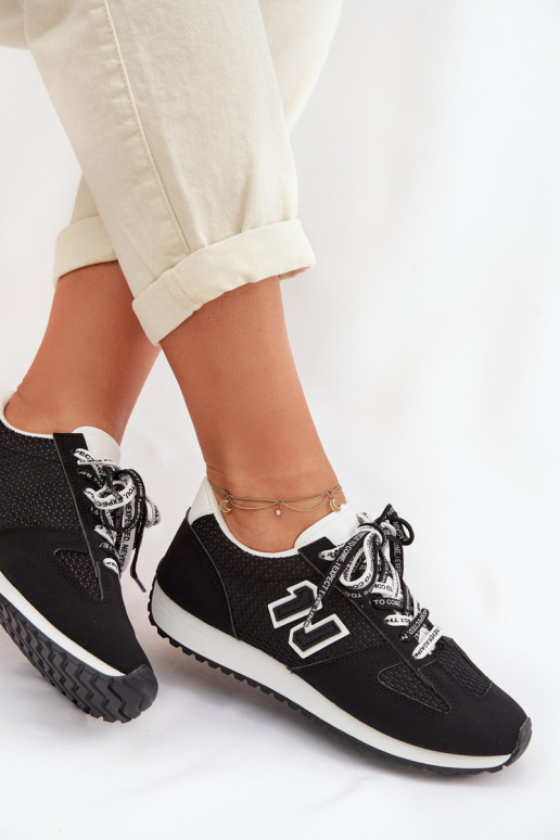 Women's Sneakers With Decorative Laces Black Henira