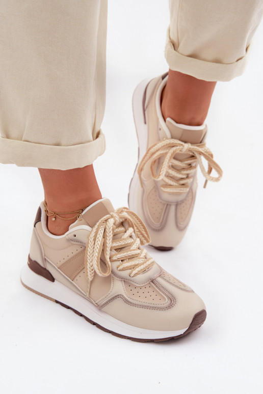 Women's Sneakers Made of Eco Leather Beige Kelira