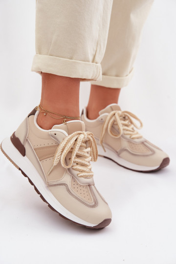 Sneakersy DamskiewithEko Skóry Beżowe Kelira 2
