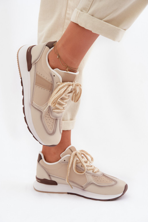 Women's Sneakers Made of Eco Leather Beige Kelira