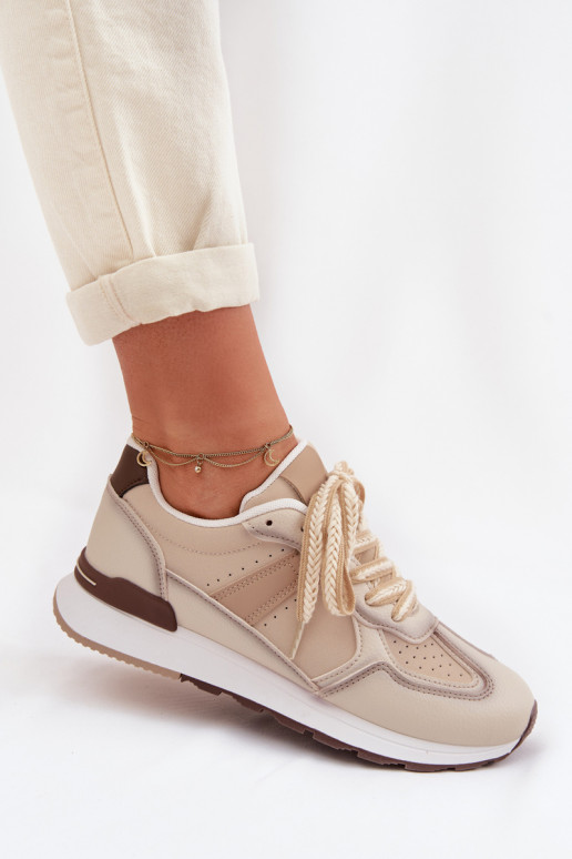 Women's Sneakers Made of Eco Leather Beige Kelira