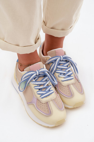 Sneakersy DamskiewithEko Skóry Żółte Kelira