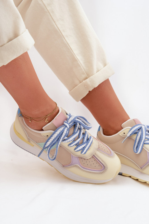 Women's Sneakers Made of Eco Leather Yellow Kelira