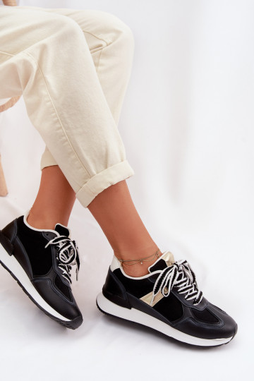 Sneakersy DamskiewithEko Skóry Czarne Kelira