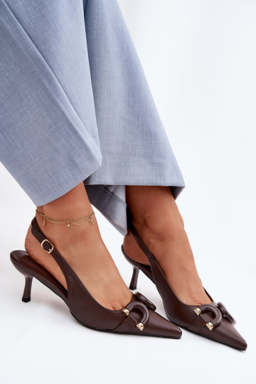 Women's High Heel Sandals With Decorative Detail Chocolate Brienne