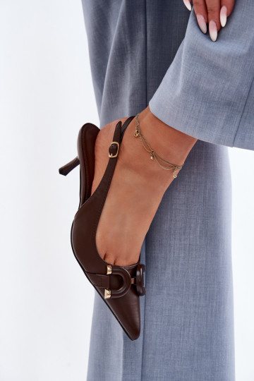 Women's High Heel Sandals With Decorative Detail Chocolate Brienne 2