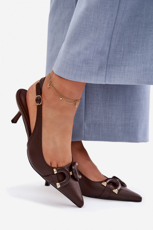Women's High Heel Sandals With Decorative Detail Chocolate Brienne