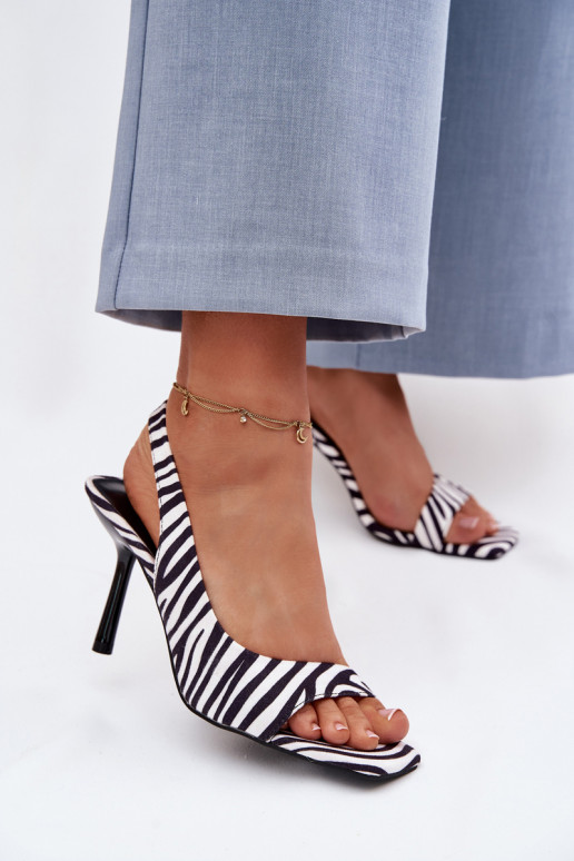 Women's High Heel Sandals With Eco Suede Zebra Calvoria