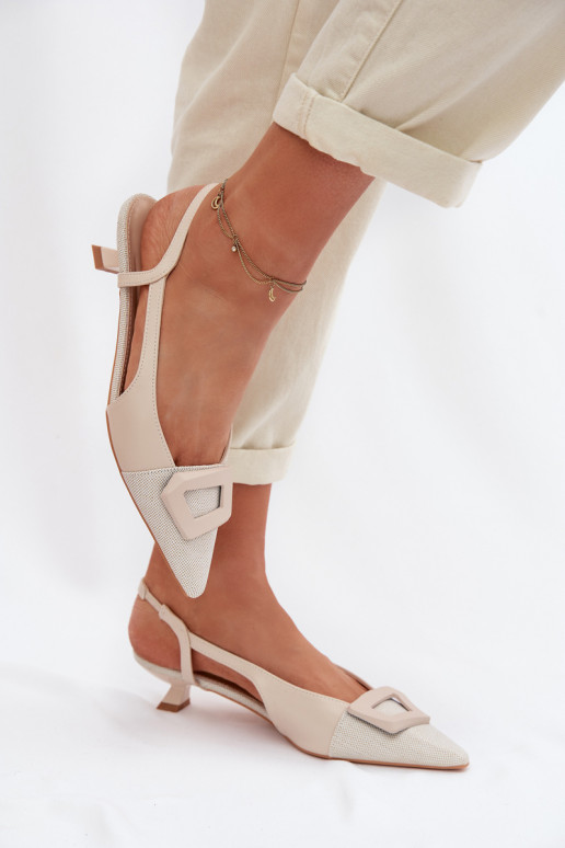 Women's Low Heel Sandals With Decorative Detail Beige Camira