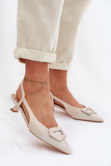 Women's Low Heel Sandals With Decorative Detail Beige Camira 2