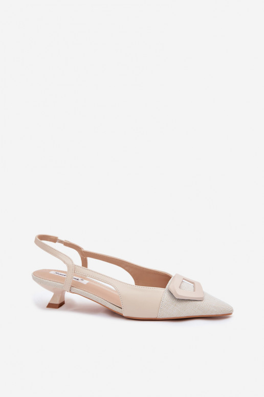 Women's Low Heel Sandals With Decorative Detail Beige Camira