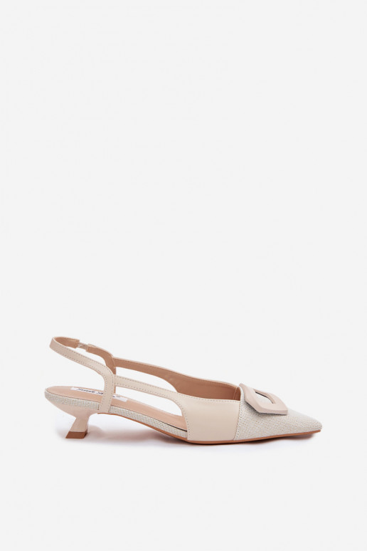 Women's Low Heel Sandals With Decorative Detail Beige Camira