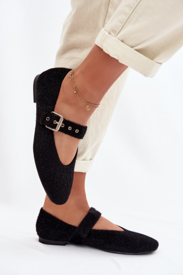 Women's Ballerinas With Strap Black Pamira