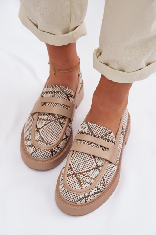 Women's Patterned Beige Moccasins Barisa