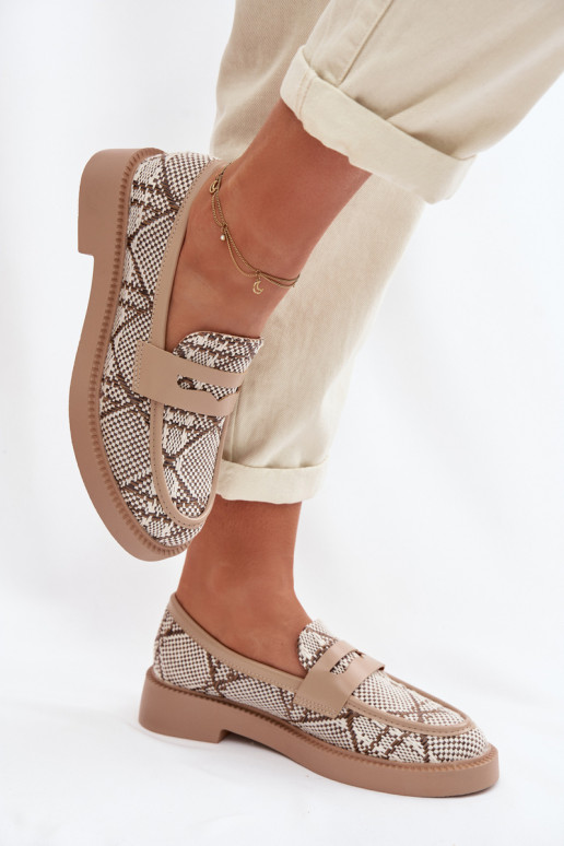 Women's Patterned Beige Moccasins Barisa