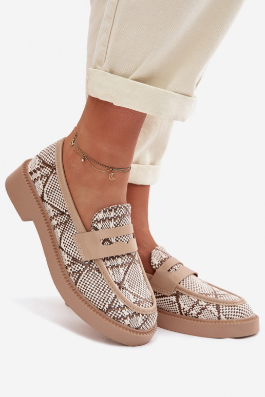 Women's Patterned Beige Moccasins Barisa