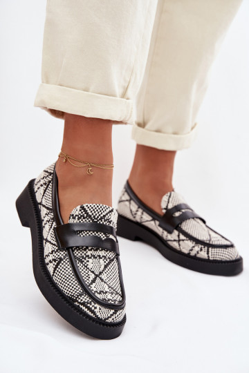 Women's Patterned Black Mokassins Barisa 2