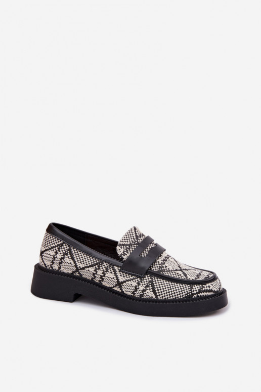 Women's Patterned Black Mokassins Barisa