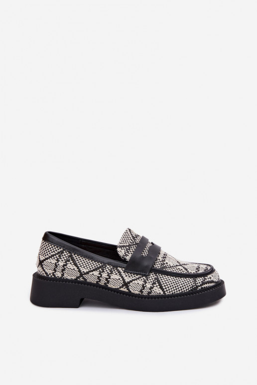 Women's Patterned Black Mokassins Barisa