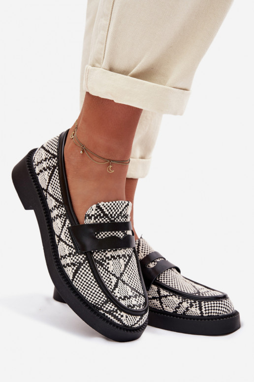 Women's Patterned Black Mokassins Barisa