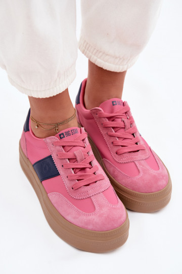 Zamszowe Sneakersy Damskie Big Star TT274164 Różowe