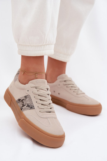 Women's Sneakers With Snake Leather Inserts Big Star TT274299 Grey 2