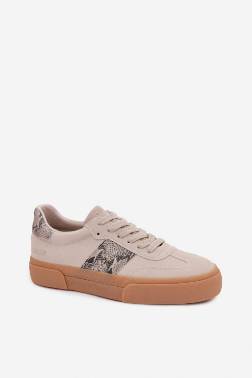 Women's Sneakers With Snake Leather Inserts Big Star TT274299 Grey