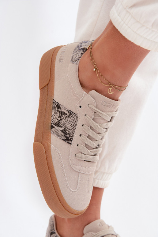 Women's Sneakers With Snake Leather Inserts Big Star TT274299 Grey