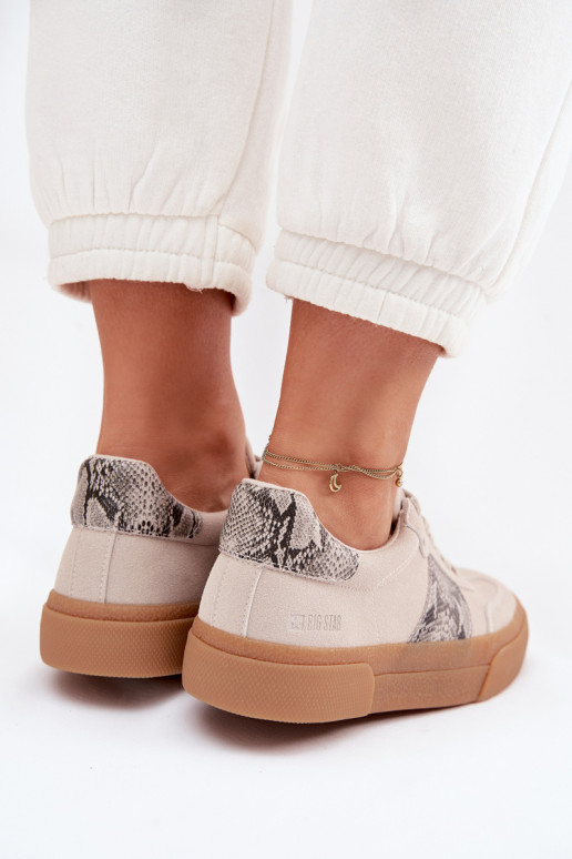 Women's Sneakers With Snake Leather Inserts Big Star TT274299 Grey