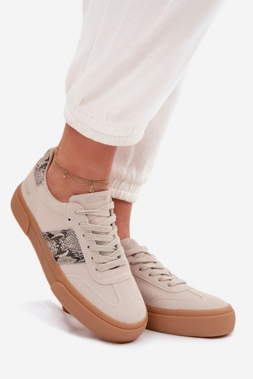 Women's Sneakers With Snake Leather Inserts Big Star TT274299 Grey