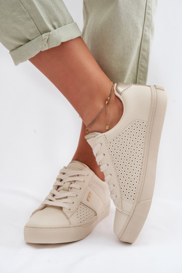 Sneakersy Damskie Ażurowe Big Star TT274292 Beżowe