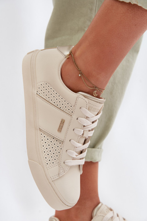 Sneakersy Damskie Ażurowe Big Star TT274292 Beżowe